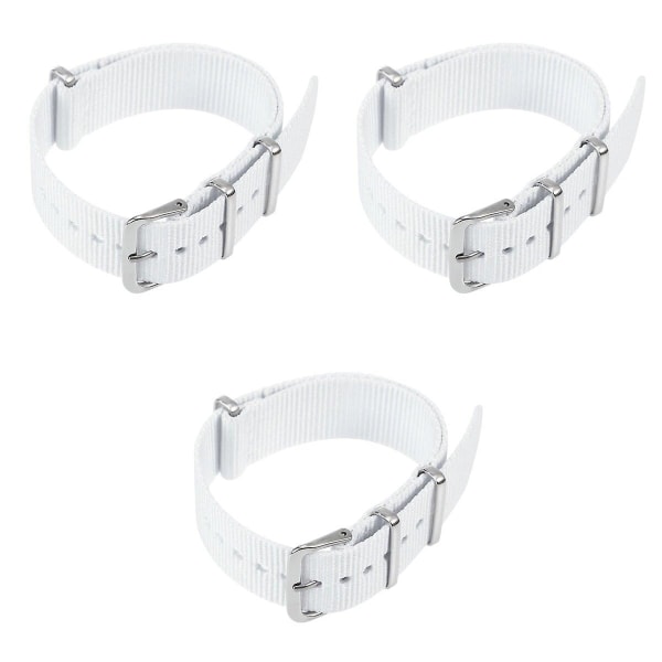 3 stk. Nylon Urremme Udskiftning Heavy Duty Urremme Vævet Armbåndsrem 20mm (hvid) 3 stk. 3pcs