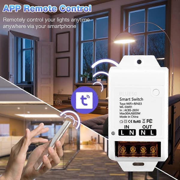 Tuya Smart WiFi Dry Contact Switch Module 10A Home Universal DIY Switch Relay Works with Smart Life