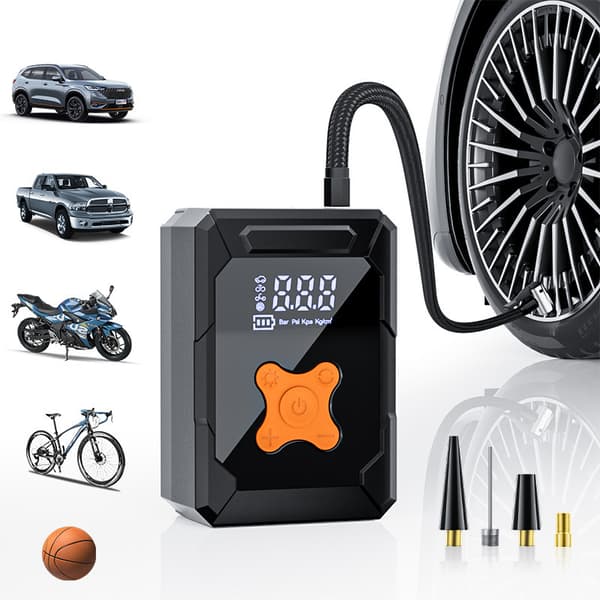 Bärbar Mini Däckpump | 12V Bil & USB Laddningspump med Digital Display | Bekväm för Fordon