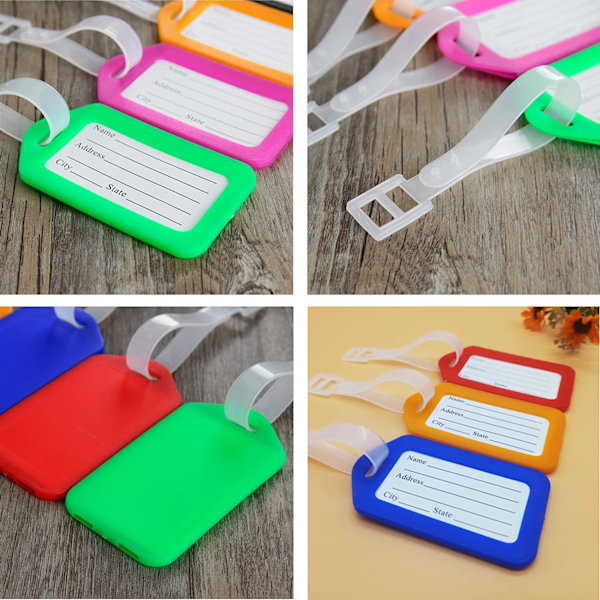 10 stk. bagagemærker, 8,9 x 4,8 cm plastbagageidentifikatorer med snor, navnemærker rejsetilbehør (10 farver)
