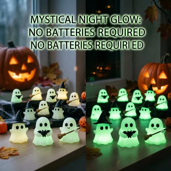 Luminous Mini Ghost Statue Soft Glow In The Dark Ornament Spooky Table Decoration For Holiday 6pcs 6pcs