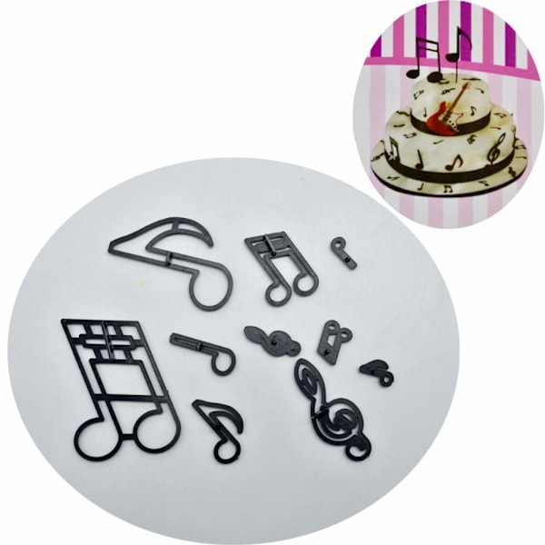 Musik fondantformar, A10PCS bröllopskakform set för årsdag/bröllop/förlovning tårtdekoration sockerhantverk skärning