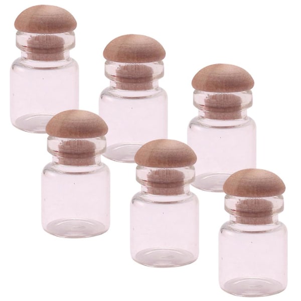 6 stk. Miniature Glasburke Tiny Stocky Glasflasker 1/12 Små Glasflasker 2,3X1,2CM 2.3X1.2CM