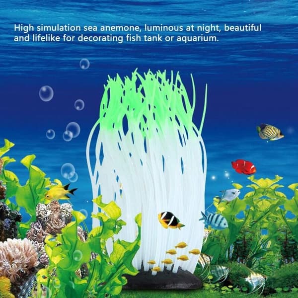 Akvarium Kunstig Silikon Sjøanemone Dekorasjon, Simulering Sjødekorasjon Korall Dekorasjon Akvarium Silikonmateriale (Grønn)