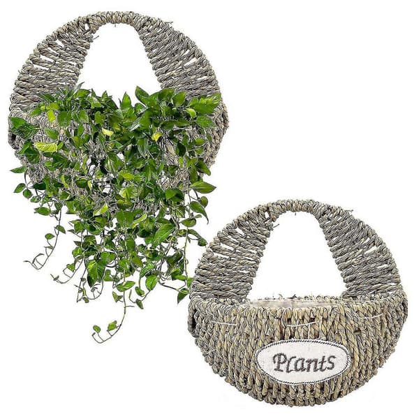 2 Pcs Wall Hanging Basket, Handmade Woven Basket