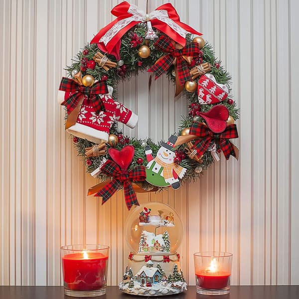 2 ruller rød og grønternet bånd - julepynt, håndværk, 5 cm x 60 cm - DIY sløjfer og gavepynt