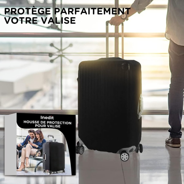 Kuffertbeskyttelsescover - Elastisk Chiffon-bagagecover til 22-24 tommer kuffert (sort)