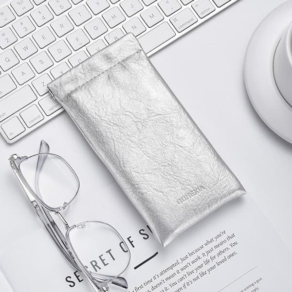 PU Leather Glasses Case - 3-Piece Soft Portable Protective Case with Automatic Closure