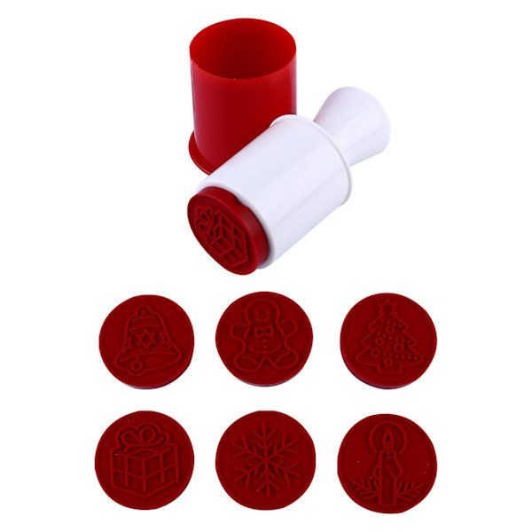 6 stk. Julekage Stempler Søde Julekager Form Bagetilbehør Rød 12.5X5.5CM Red 12.5X5.5CM
