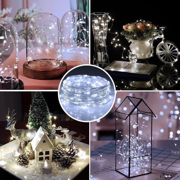 6-pack Battery Operated String Lights 2.1m 20 LED Mini String Lights Flashing Lights Silver Wire Firefly Starry Lights for Mason Jars Wedding Party