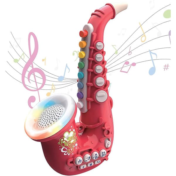 Lekesaksofon barnesaksofon musikkøvelse interaktivt instrument barnemusikksimulering mini saksofon dynamisk lav frekvens rød Rød Red