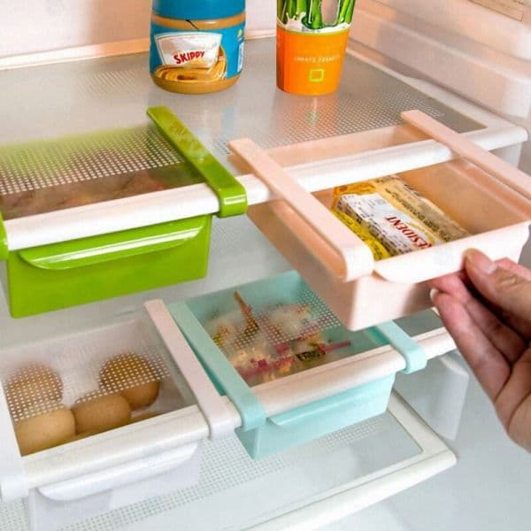 Sliding Freezer Refrigerator Space-Saving Storage Box Organizer Holder Shelf New.white