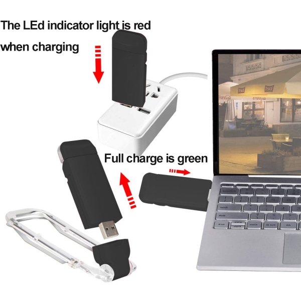 Musta Mini LED Clip Book Light USB ladattava kirjan lukuvalo Säädettävä kirkkaus Silmiensuojaus Kannettava kirjanmerkkien lukuvalo