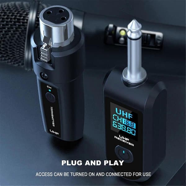 UHF XLR Adapter System Trådløs Mikrofon Sender Mottaker for Dynamisk Mikrofon Gitar Lyd