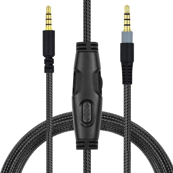 Flettet forlængerkabel til HyperX Cloud headsetkabel med mute- og lydstyrkekontrol