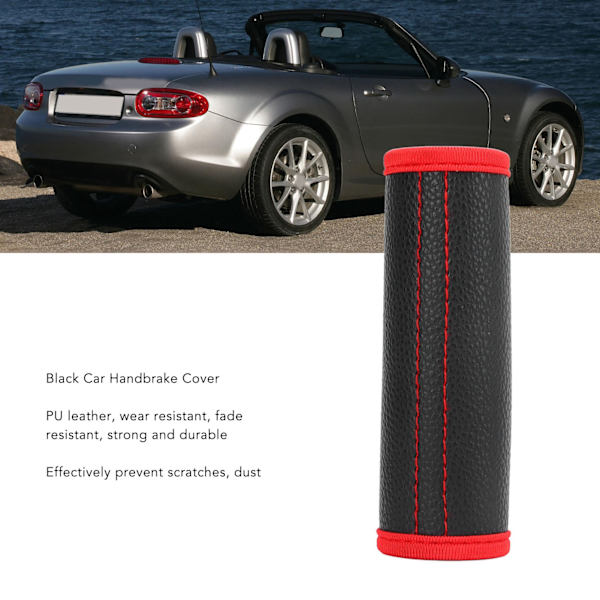 Håndbremsegreb i PU-læder, sort, bilinteriørbeskyttelse, erstatning for Mazda MX‑5 2009‑2015