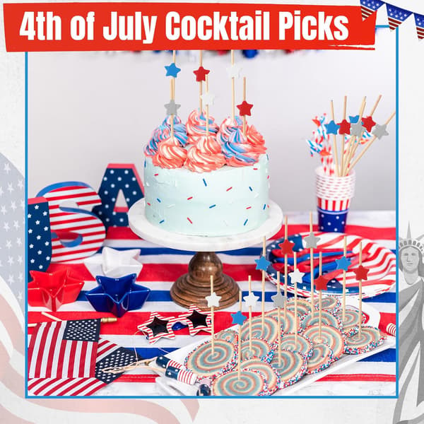 200 stk 4. juli hvit for tommer fest Blue, Red, White,Gray Star