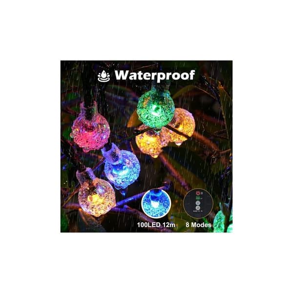 12M 100 LED Outdoor Solar String Lights – 8 Lighting Modes – Waterproof and Durable – Easy Installation