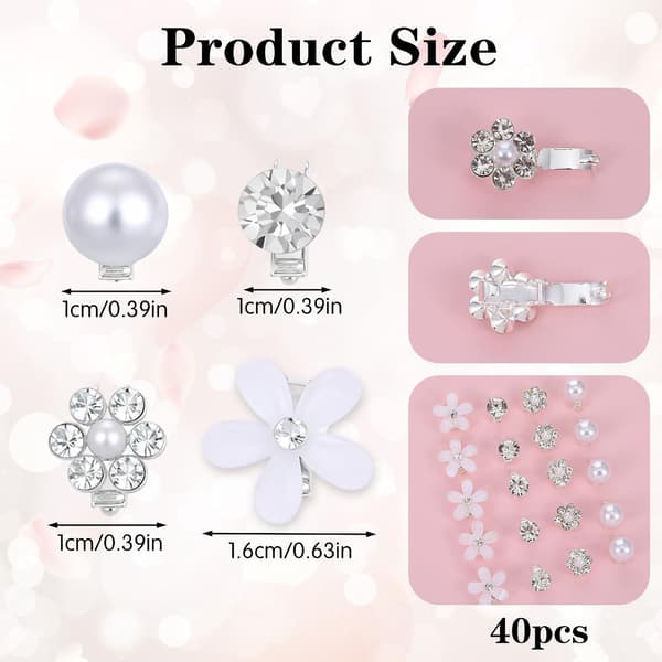 40 Stk. Mini Blomster Hår Rhinestone til Bryllupsfest Dagligdags Kvinder