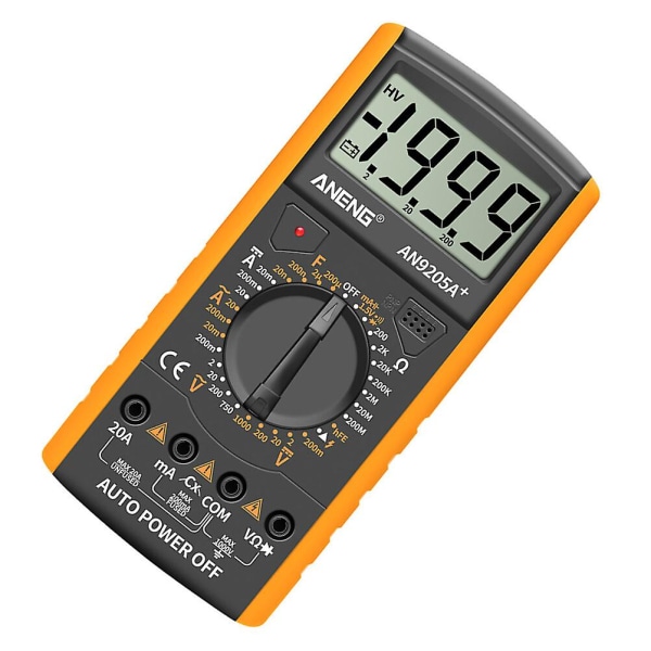 True-rms Digital Multimeter Transistor Tester Kondensator Tester Nej Batteri Gul18.2X9X3.5CM Yellow 18.2X9X3.5CM