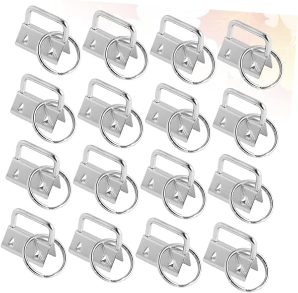 50 stk Nøglering Nøglebrik Hardware 25mm Sølv Robust Metal