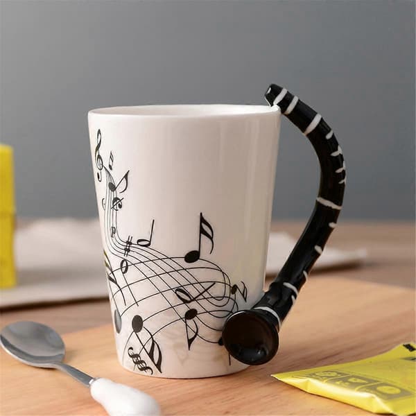 Music Ceramic Mug Cute Coffee Tea Milk Note Line Mugs, Piano