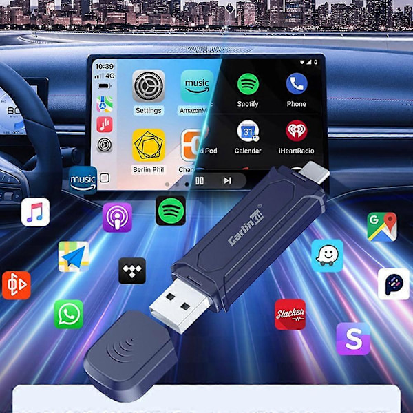 CARLINKIT Mini SE Pro Langaton CarPlay Android Auto Autopäivitys USB-A Type-C Kaksoisporttisovitin