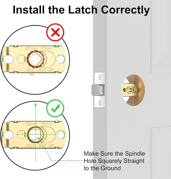 Adjustable Latch 2-3/8'' or 2-3/4'', Smart Door Handle Replacement Lock, Keyless Door Lock, Fingerprint Door Lock