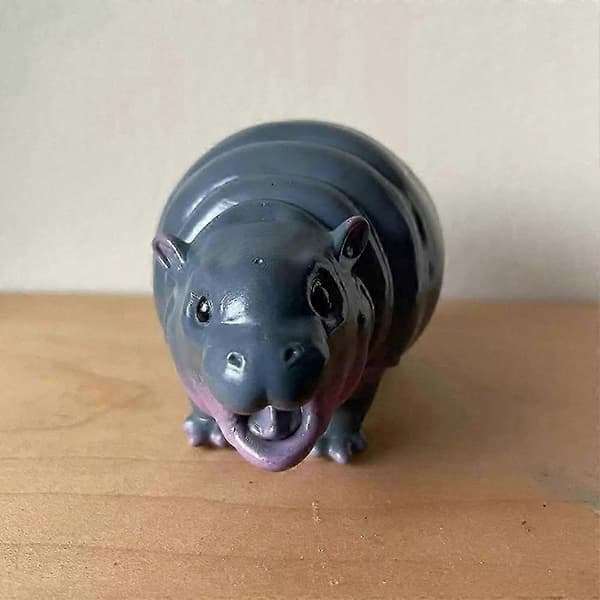Moo Deng Leksak, Moo Deng Flodhest, Studsende Gris Pygmé Flodhest Statue, Flodhest Resin Figur