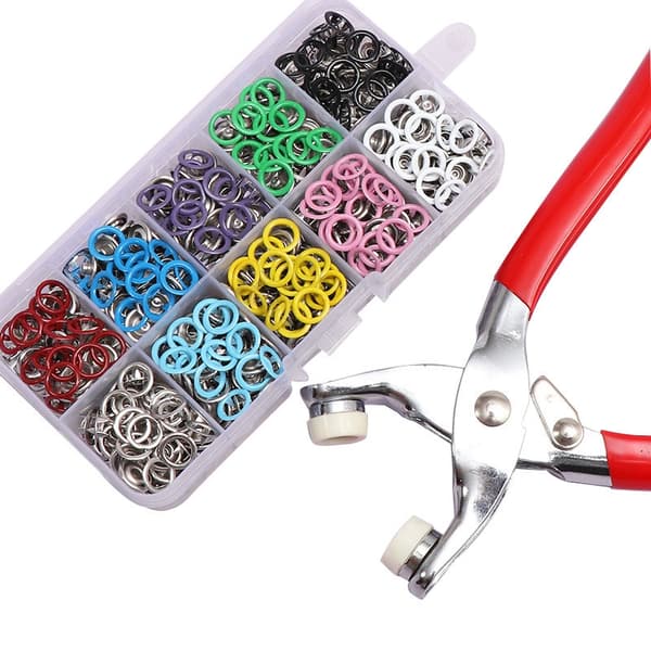 Trykknapper med værktøj 100 stk. 9,5 mm MultiColor