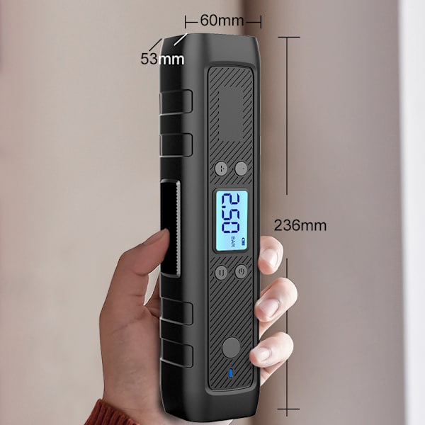 Dekk-inflator Bærbar Luftkompressor, Trådløs Luftpumpe for Bildekk med Batteri, Elektrisk Dekkpumpe med Trykkmåler Nødlys for Bil Sykkel Motor Ball, Sykkelpumpe 2 stk