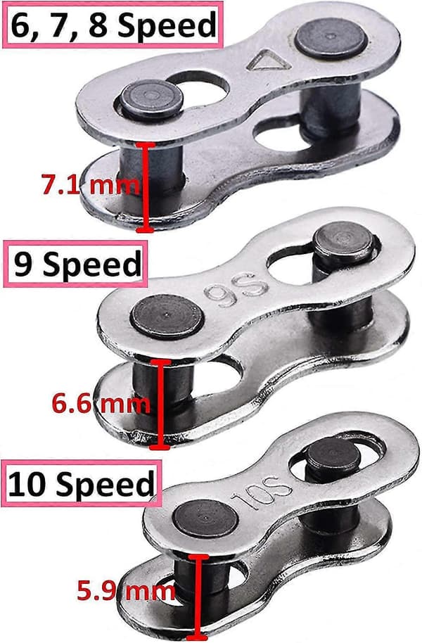 8 Pairs Bike Chain Links for 9-Speed Chain, Silver, Reusable