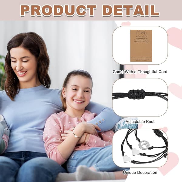 Mor og datter matchende armbåndssett svart Black