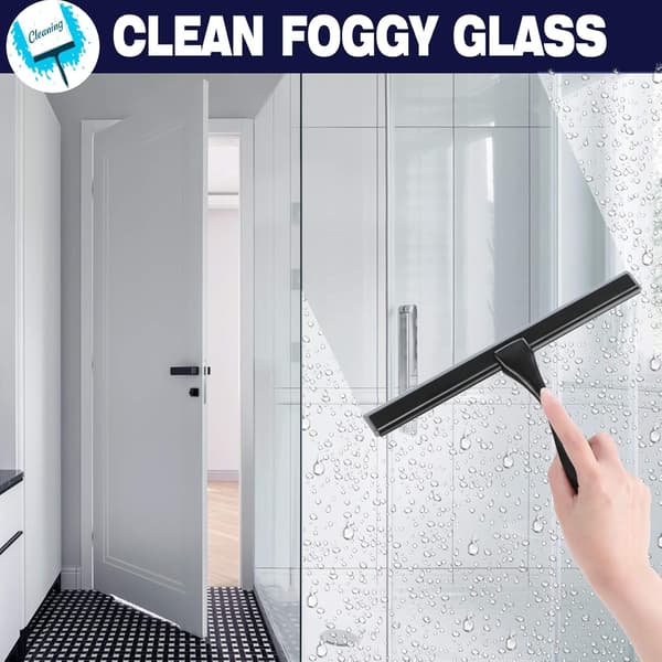 All-Purpose Shower Squeegee: 25 cm Blade, Durable Stainless Steel, Ergonomic Handle, Self-Adhesive Storage Hook, Streak-Free Cleaning, Multi-Surface-FF-