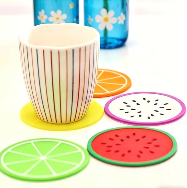 8 STK Frugtbrikker, Søde Orange Vandmelon Kiwi Silikone Coaster
