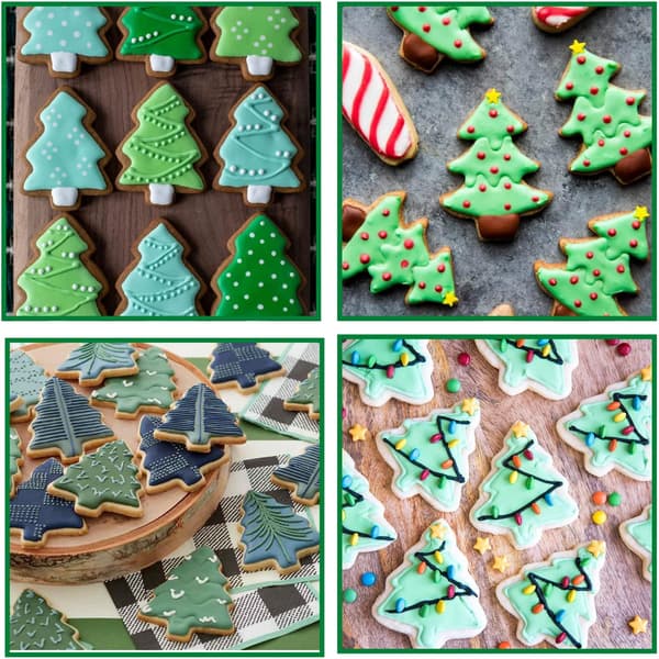 Juletræsforme, kageudstikkere, 5 dele, rustfrit stål, julekageudstikkersæt, bagekiks, fondantforme til jul