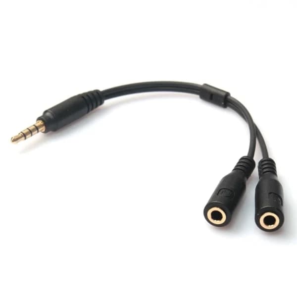 3,5 mm stereo lyd hannkontakt og mikrofon splitter adapter svart