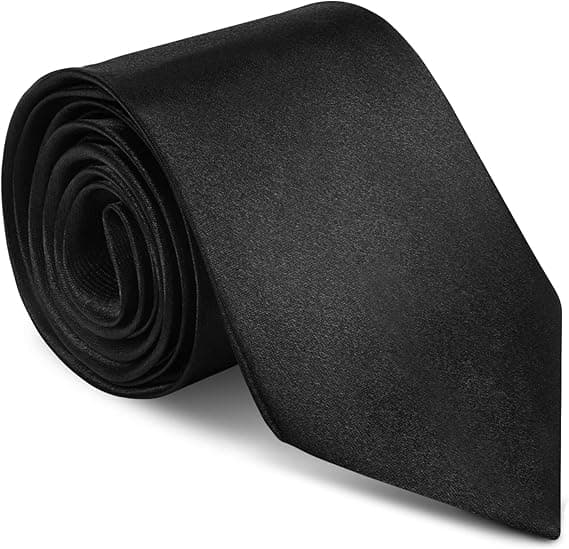 Håndlavet Herreslips, 8CM Smal, Ensfarvet Slips til Bryllup Formel Forretningsslips (sort)