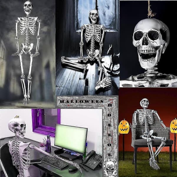 90 cm Full Size Poseable Menneske Prop Skelet Party Spøgelseshus Dekorationer Halloween (90 CM)