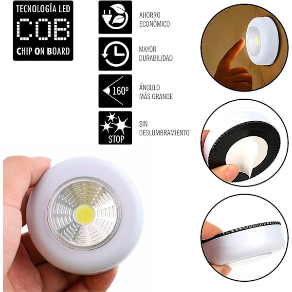 LED-batteridriven självhäftande lampa, självhäftande skåpslampa, självhäftande kökslampa, LED-skåpslampor, Batt
