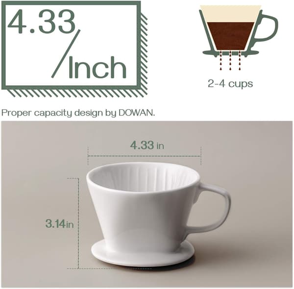 Non-electric coffee dripper, porcelain slow brew accessory for home use, coffee, simple manual brewing machine, white