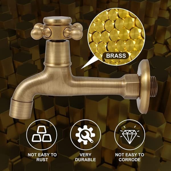 sjqka – Solid Brass Outdoor Faucet – Wall Mounted – G1/2 Thread – Corrosion Resistant – For Pool, Sink, Basin