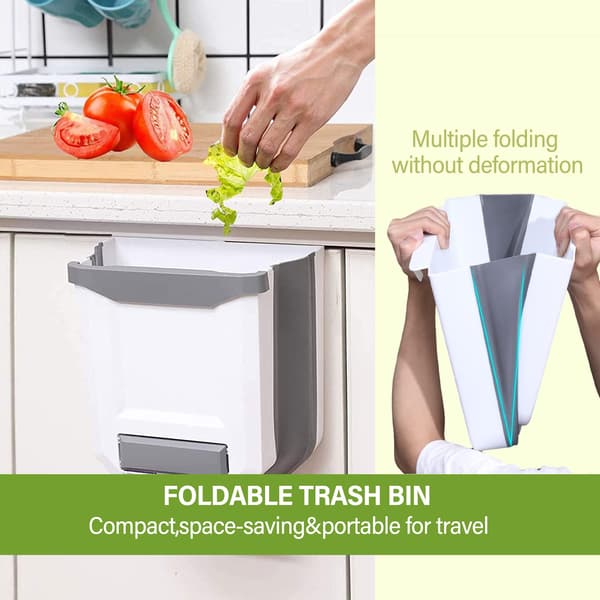 Wall Mounted Foldable Trash Can - 10L Hanging Waste Bin Wall M