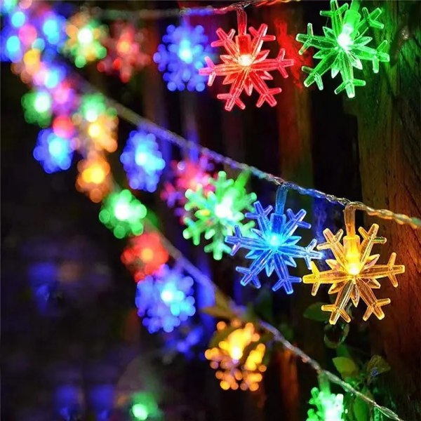 Lumihiutalevalot, joulun ja uudenvuoden sisustus sisä- ja ulkotiloihin, sopii häihin, juhliin, koteihin ja pihoihin colour 2 metros y 10 luces