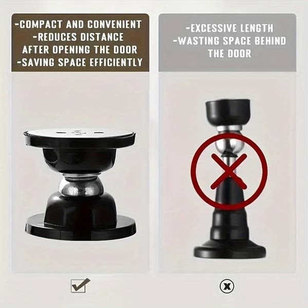 Magnetic Door Stop Wall Mounted, Self-Adhesive No Drilling Silicone Buffer, Compact Silent Door Holder for Home Office, Black 2-Pack