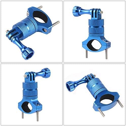 Universal Motorcycle Handlebar Mount 360 Degree Rotation Metal Holder for Action Camera Blue