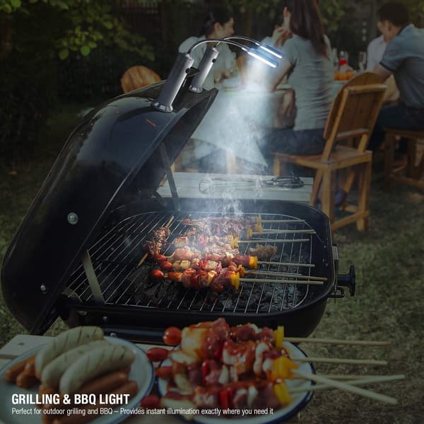 BBQ Grill Lights Magnetic Base Super Bright LED Lights - 360 Degree Flexible Gooseneck, Weather Resistant, Work Lighting Grilling, 2-pack