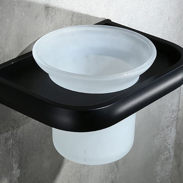 Sort toiletbørsteholder i aluminium til badeværelse