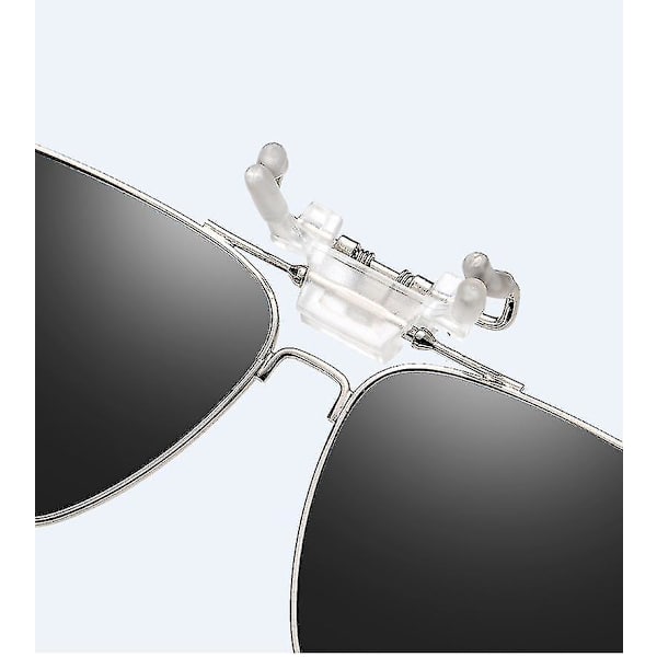 Polariserede Clip-On Solbriller Rammeløse Flip Up Linser Til Briller - Sort