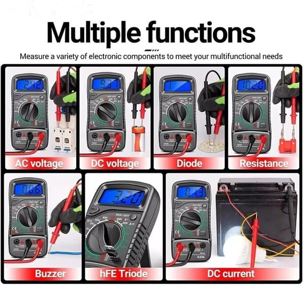 XL830L Håndholdt Digital Multimeter LCD Baggrundsbelysning AC DC Amperemeter Voltmeter Ohm 0-600V Spændingstester